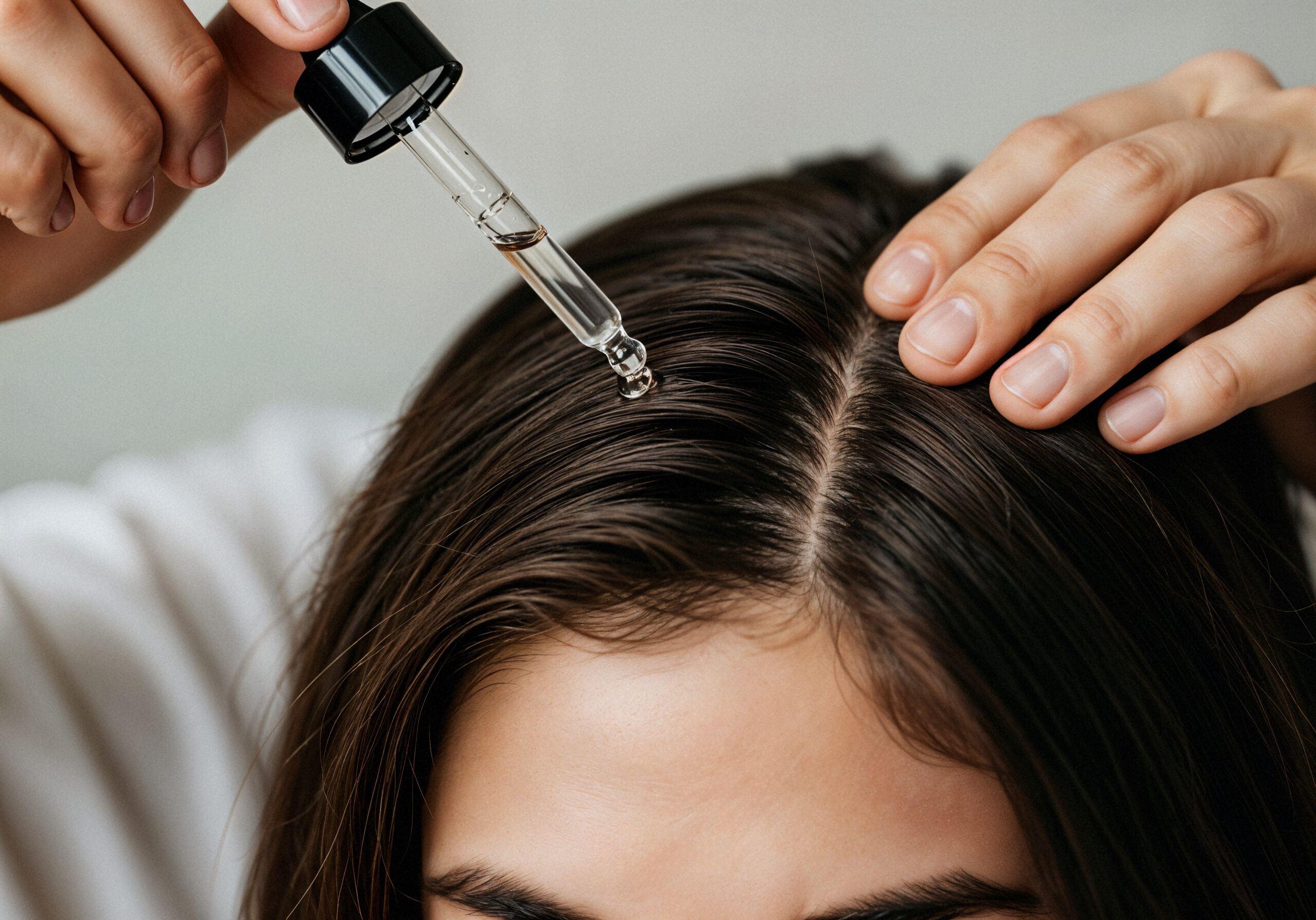 applying-hair-serum-with-dropper
